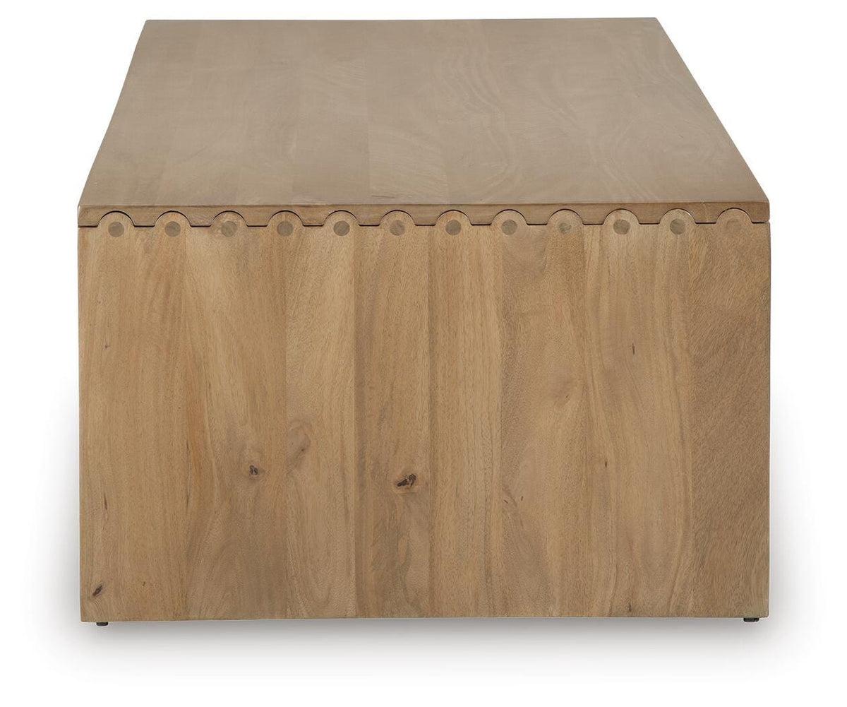 Ella Grove Coffee Table in Rich Brown, side view