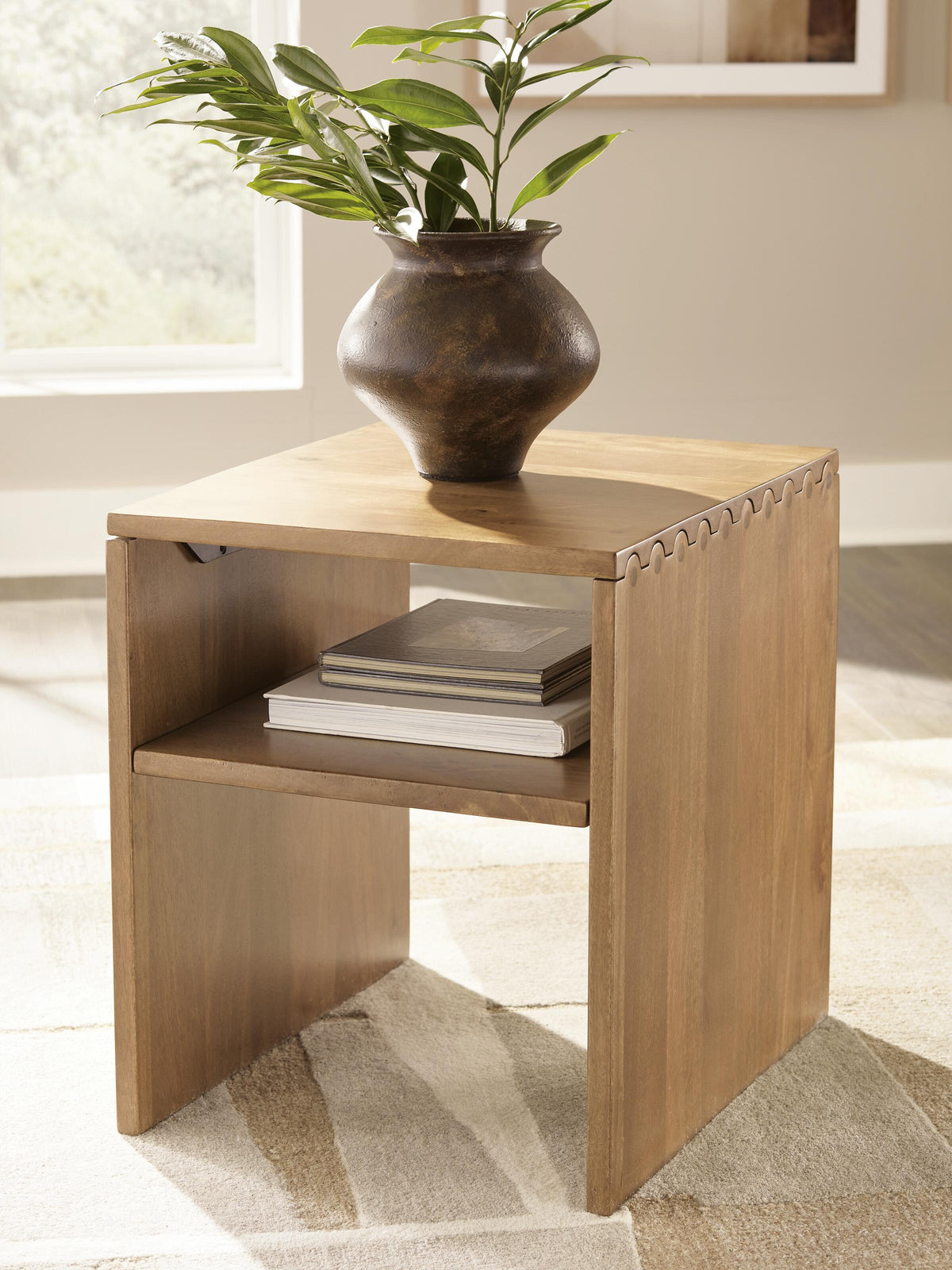 Ella Grove End Table in Rich Brown, lifestyle view