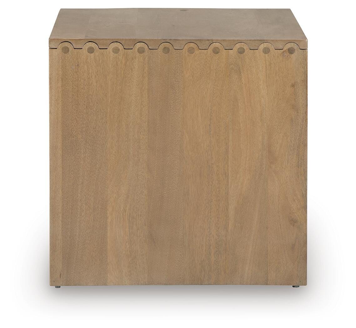 Ella Grove End Table in Rich Brown, side view