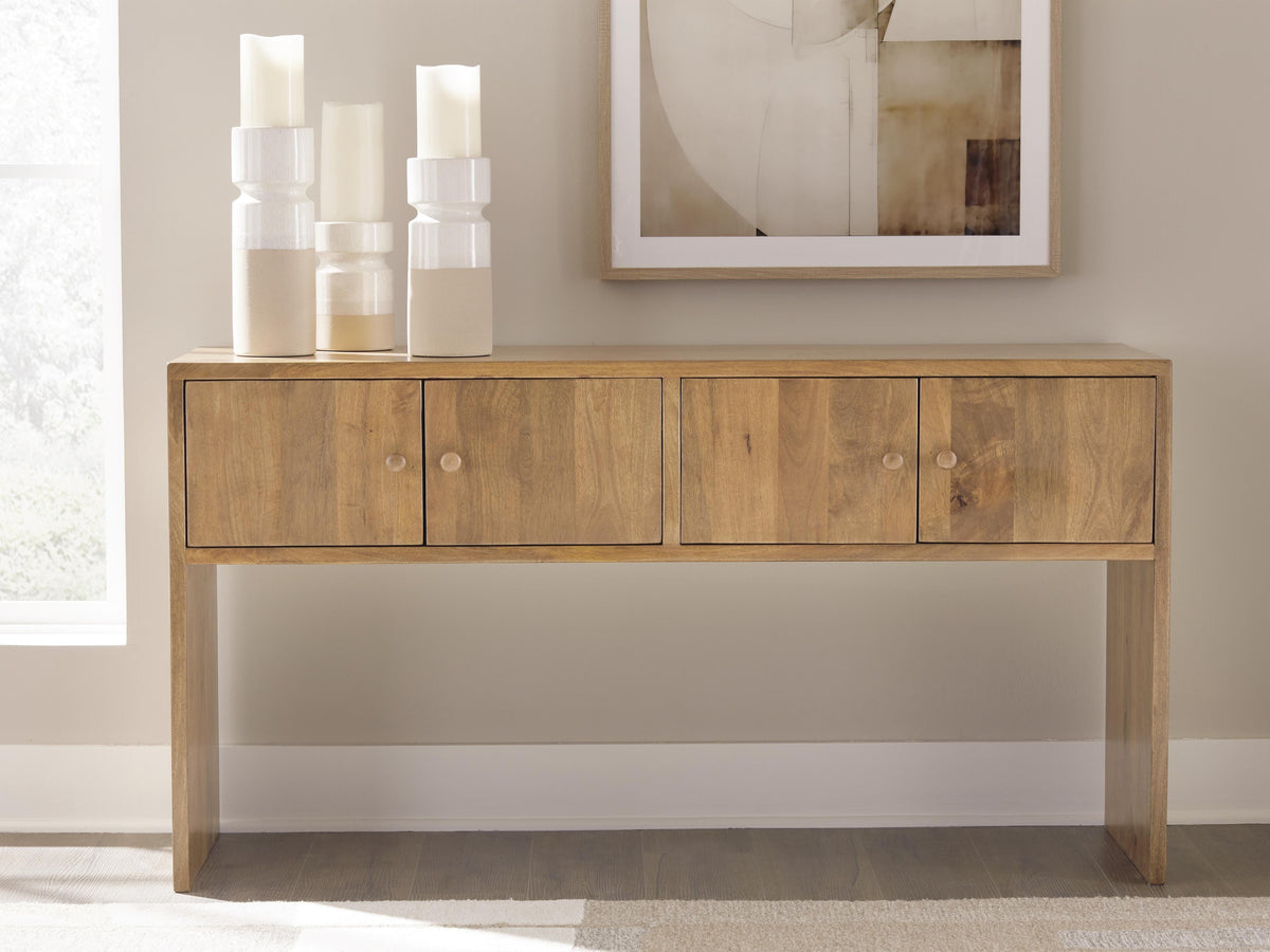 Ella Grove Console in Rich Brown, closed view