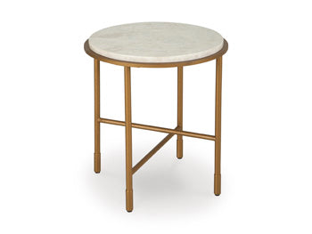 Alben End Table in Antique Gold, angle view