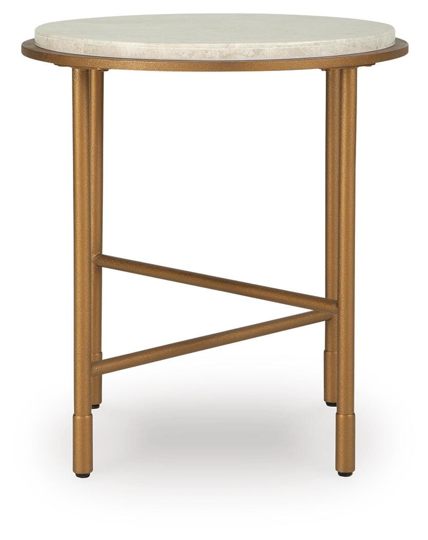 Alben End Table in Antique Gold, front view