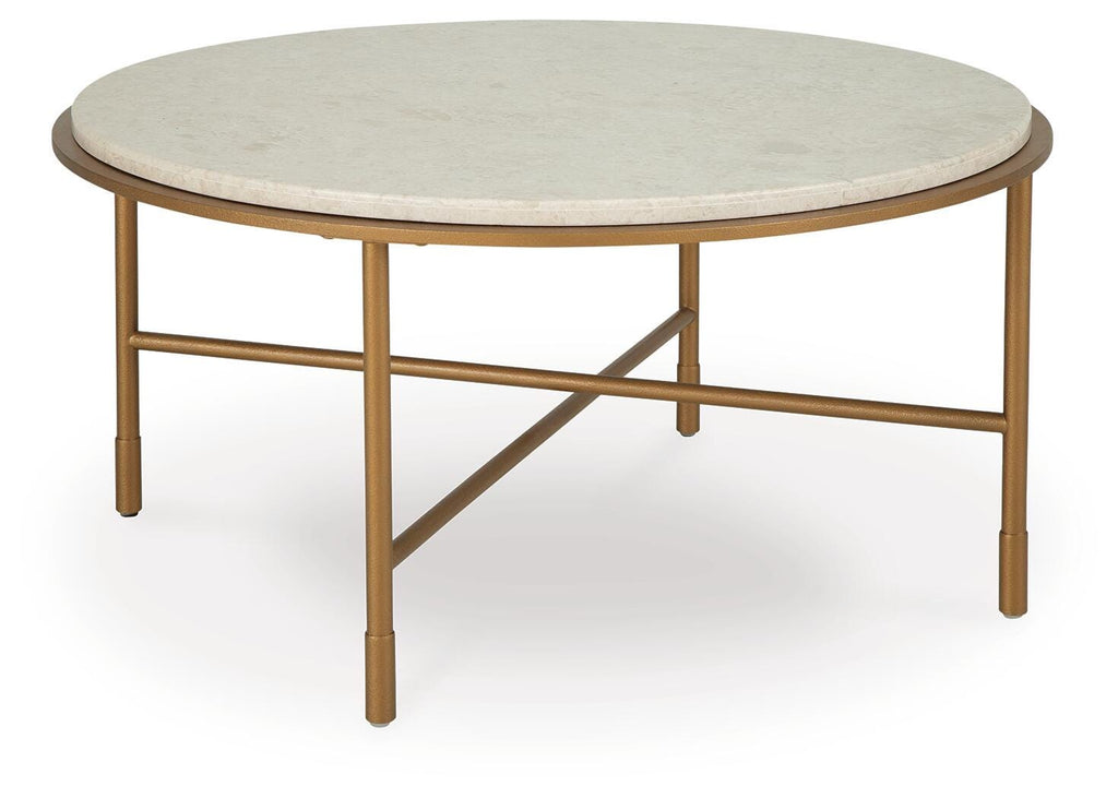 Alben Coffee Table in Antique Gold, angle view