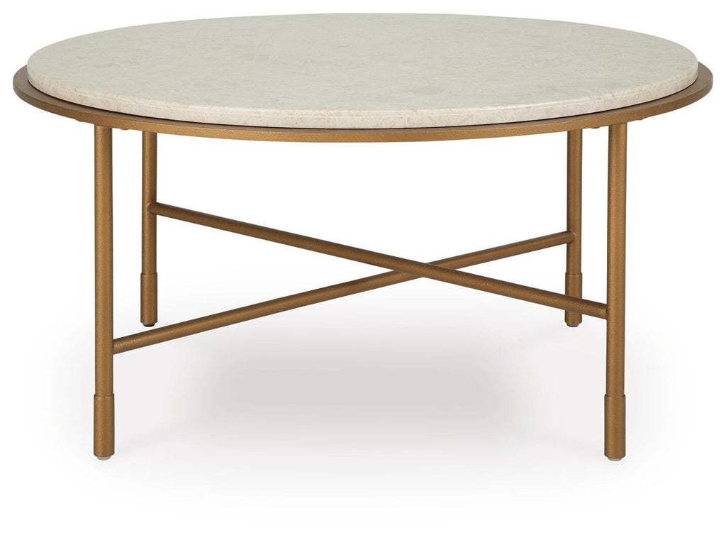 Alben Coffee Table in Antique Gold, front view