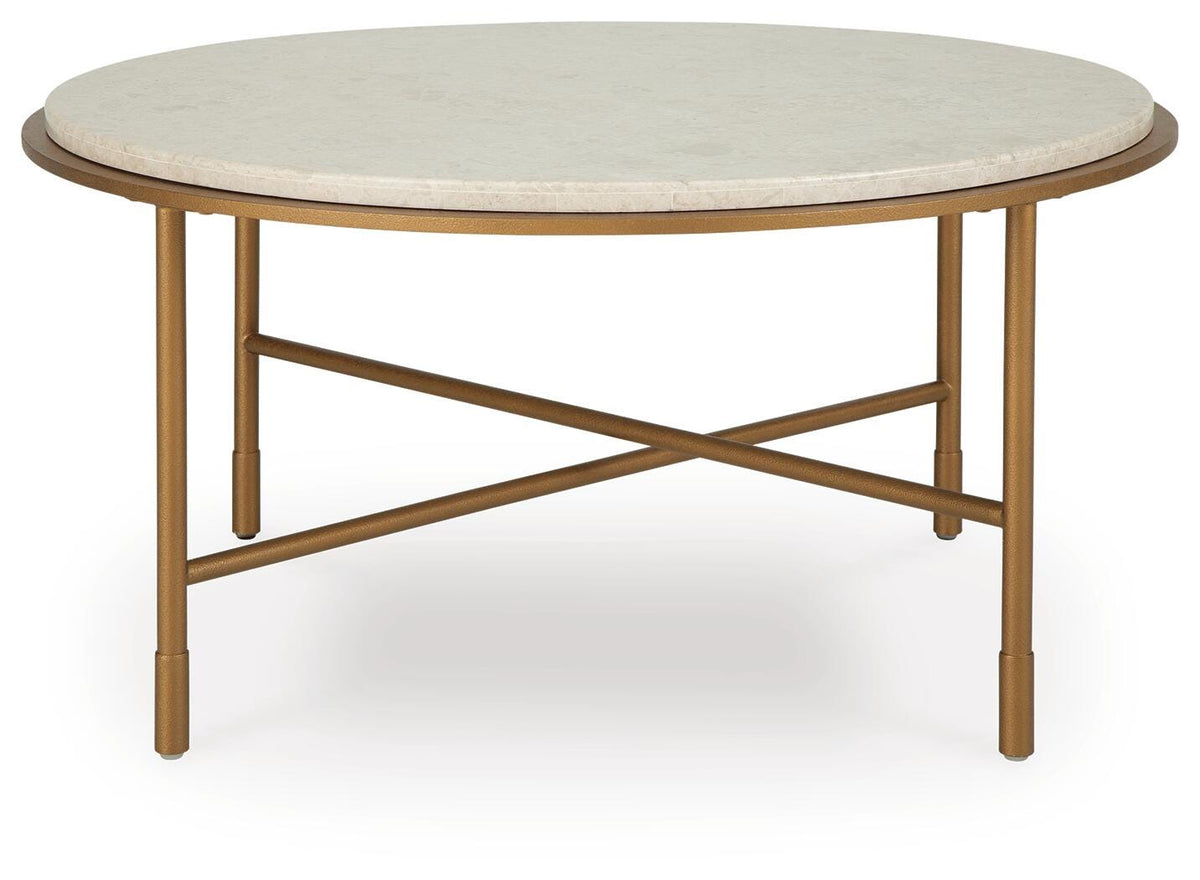 Alben Coffee Table in Antique Gold, front view