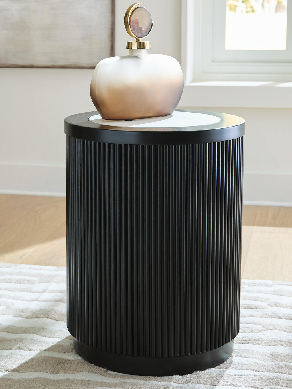 Grayman End Table in Black, lifestyle view