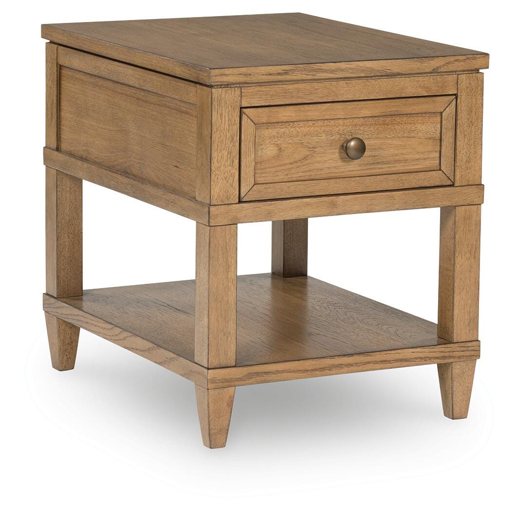 Sharlance End Table in Light Brown, closed view