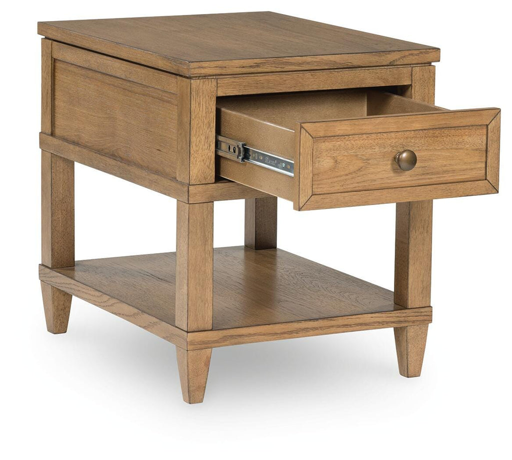 Sharlance End Table in Light Brown, open view