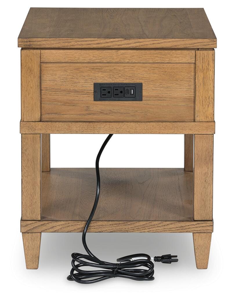 Sharlance End Table in Light Brown, back view