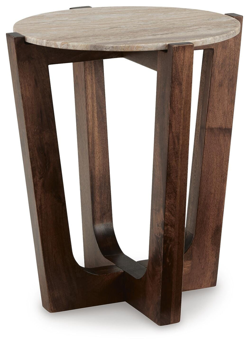 Tanidore End Table in Warm Brown, angle view