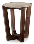 Tanidore End Table in Warm Brown, angle view