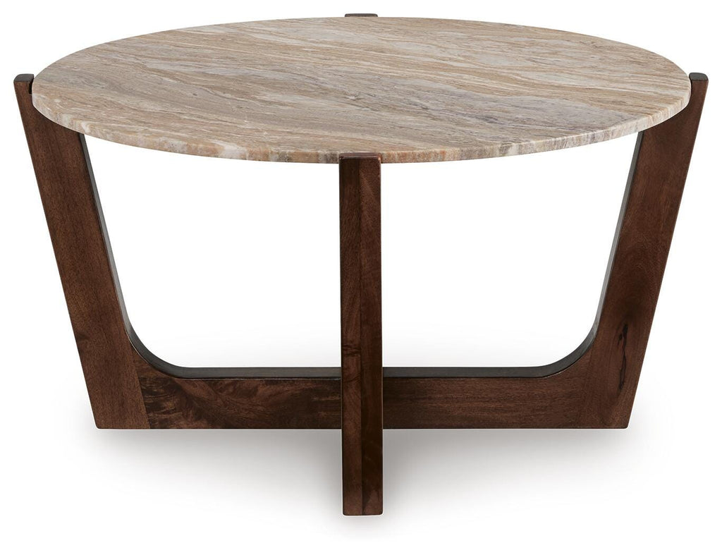 Tanidore Coffee Table in Warm Brown, front view