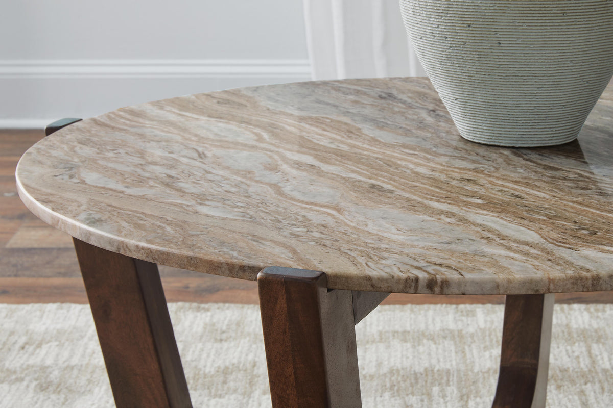 Tanidore Coffee Table in Warm Brown, top view