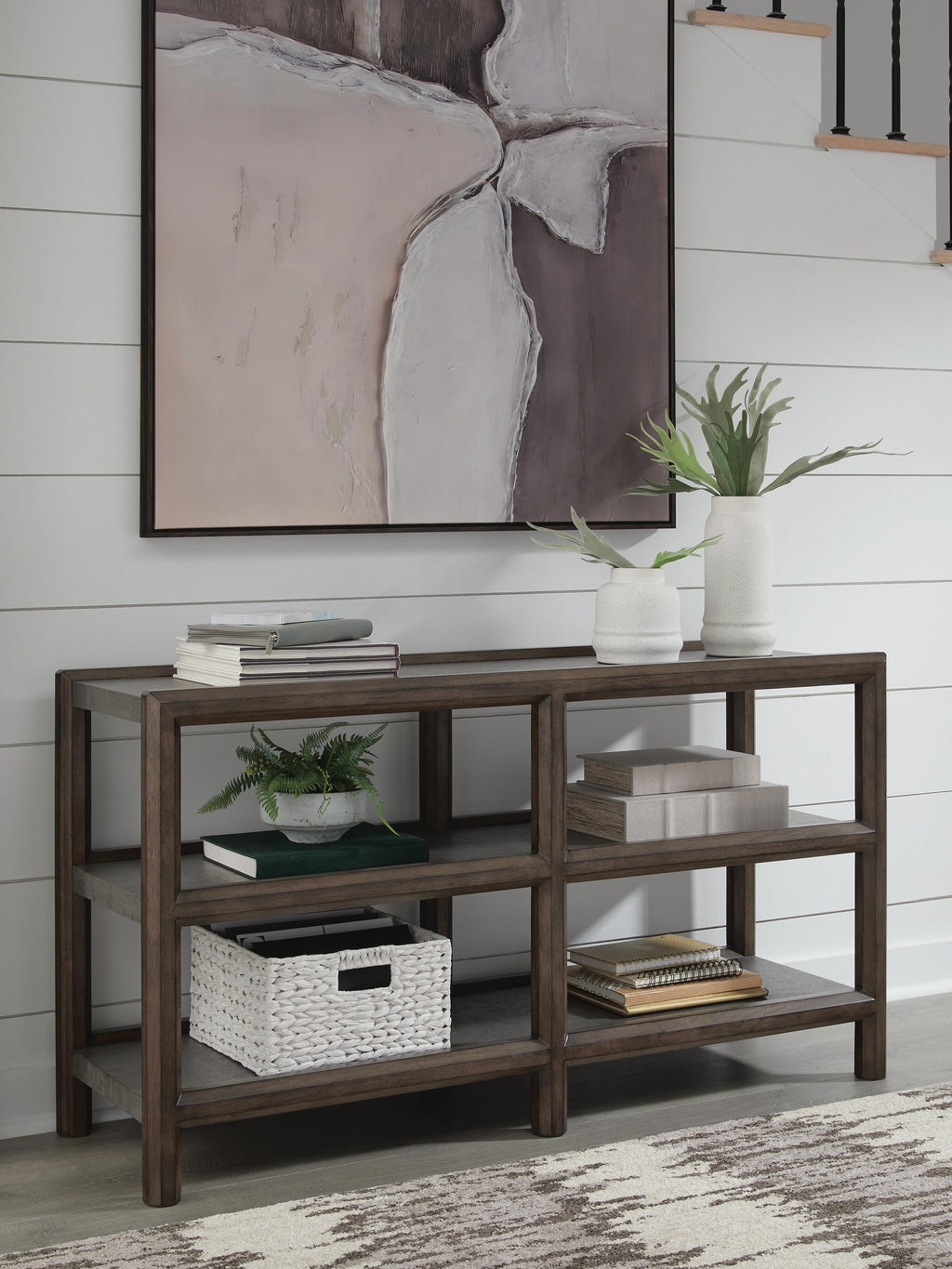 Kallenny Sofa Table in Brown/Gray, lifestyle view