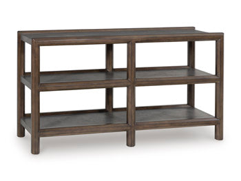 Kallenny Sofa Table in Brown/Gray, angle view