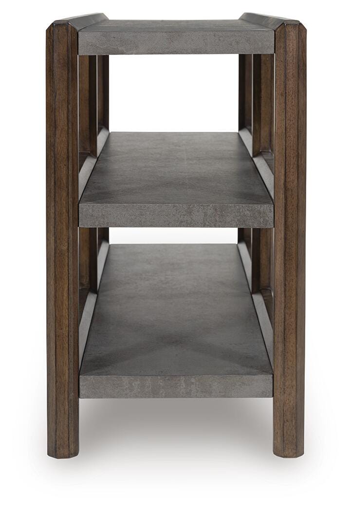 Kallenny Sofa Table in Brown/Gray, side view