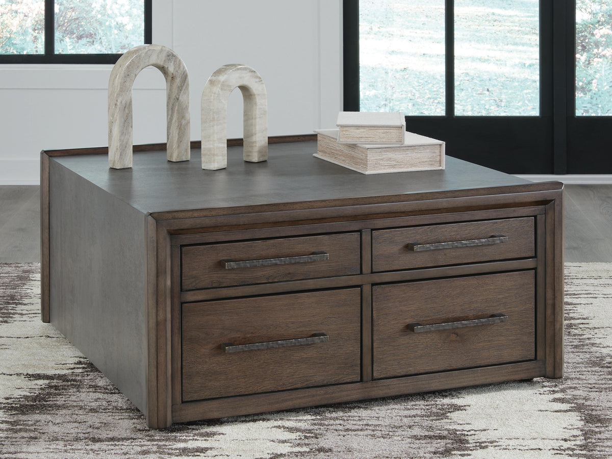 Kallenny Coffee Table in Brown/Gray, closed view