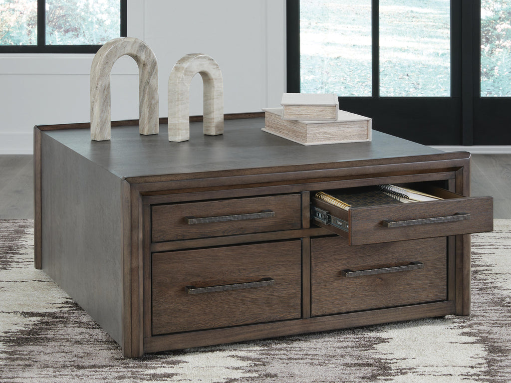Kallenny Coffee Table in Brown/Gray, open view