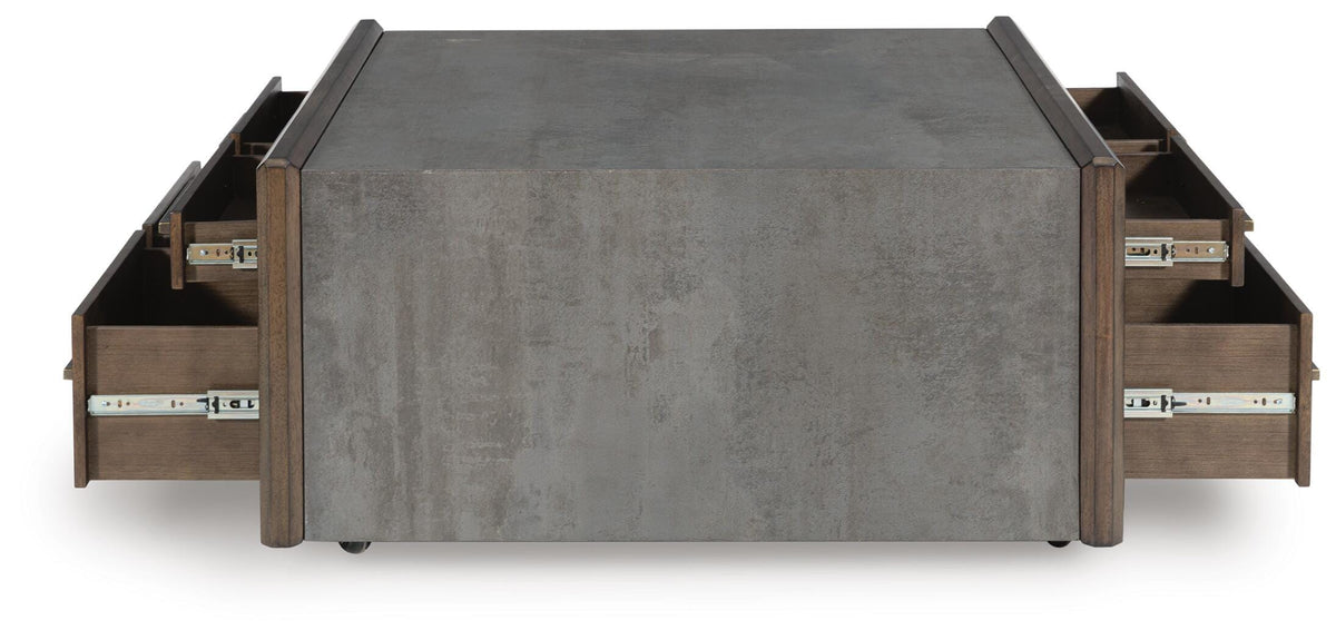 Kallenny Coffee Table in Brown/Gray, side view