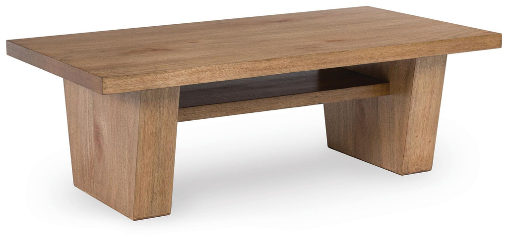 Kristiland Coffee Table in Light Brown, angle view