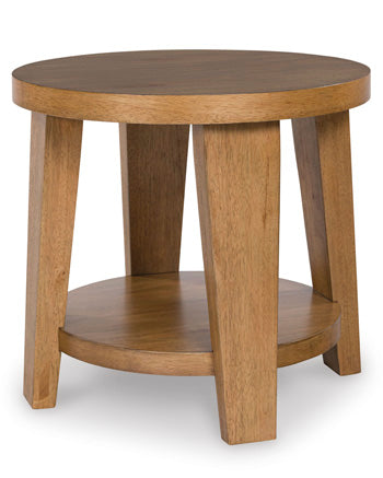 Kristiland End Table in Light Brown, angle view