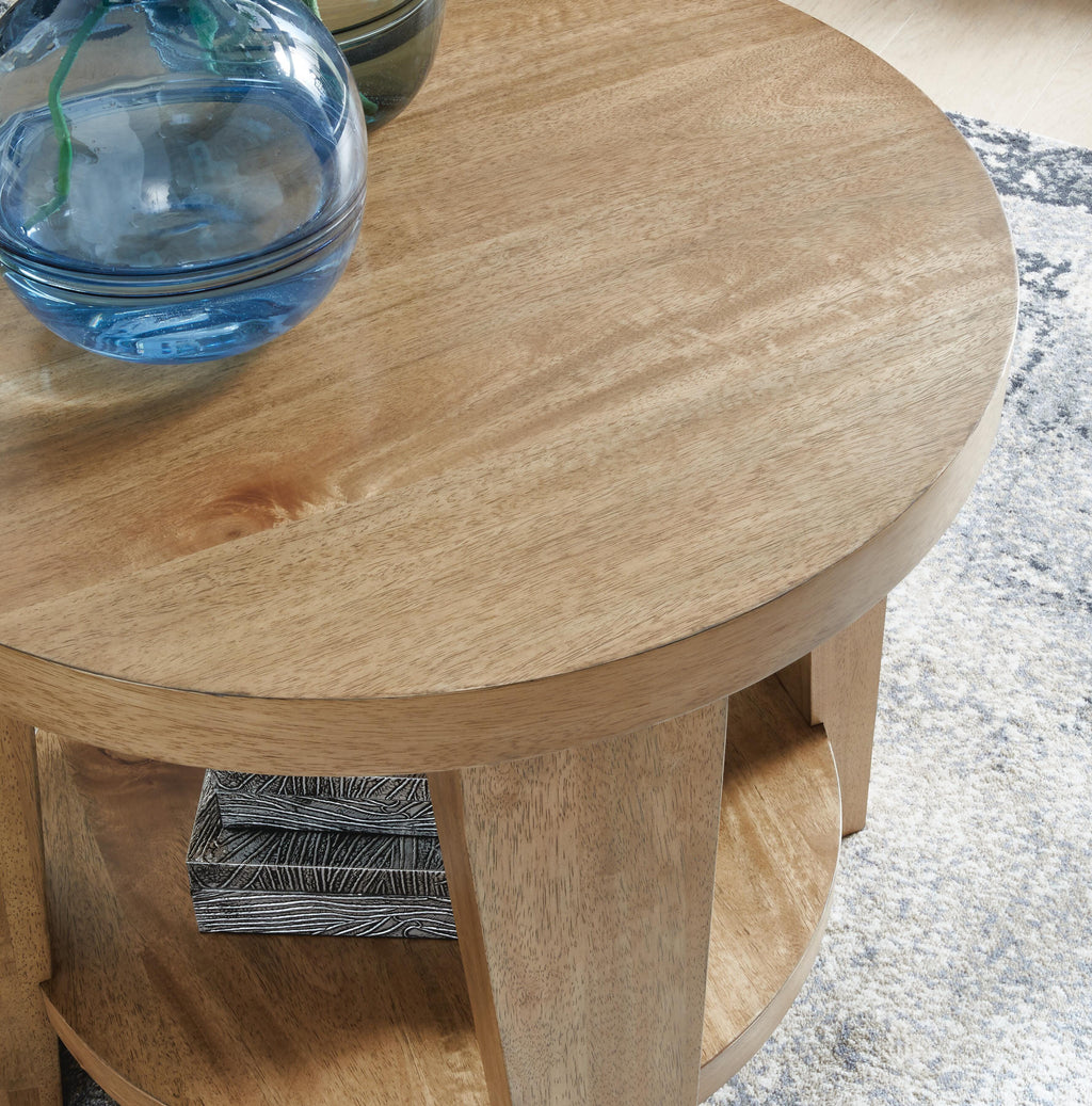 Kristiland End Table in Light Brown, detail view