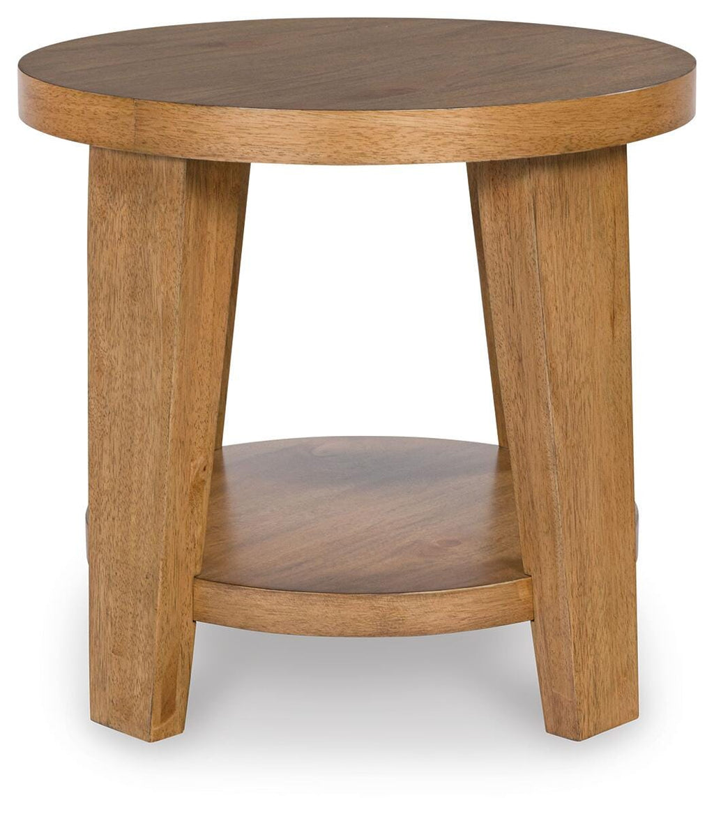 Kristiland End Table in Light Brown, front view