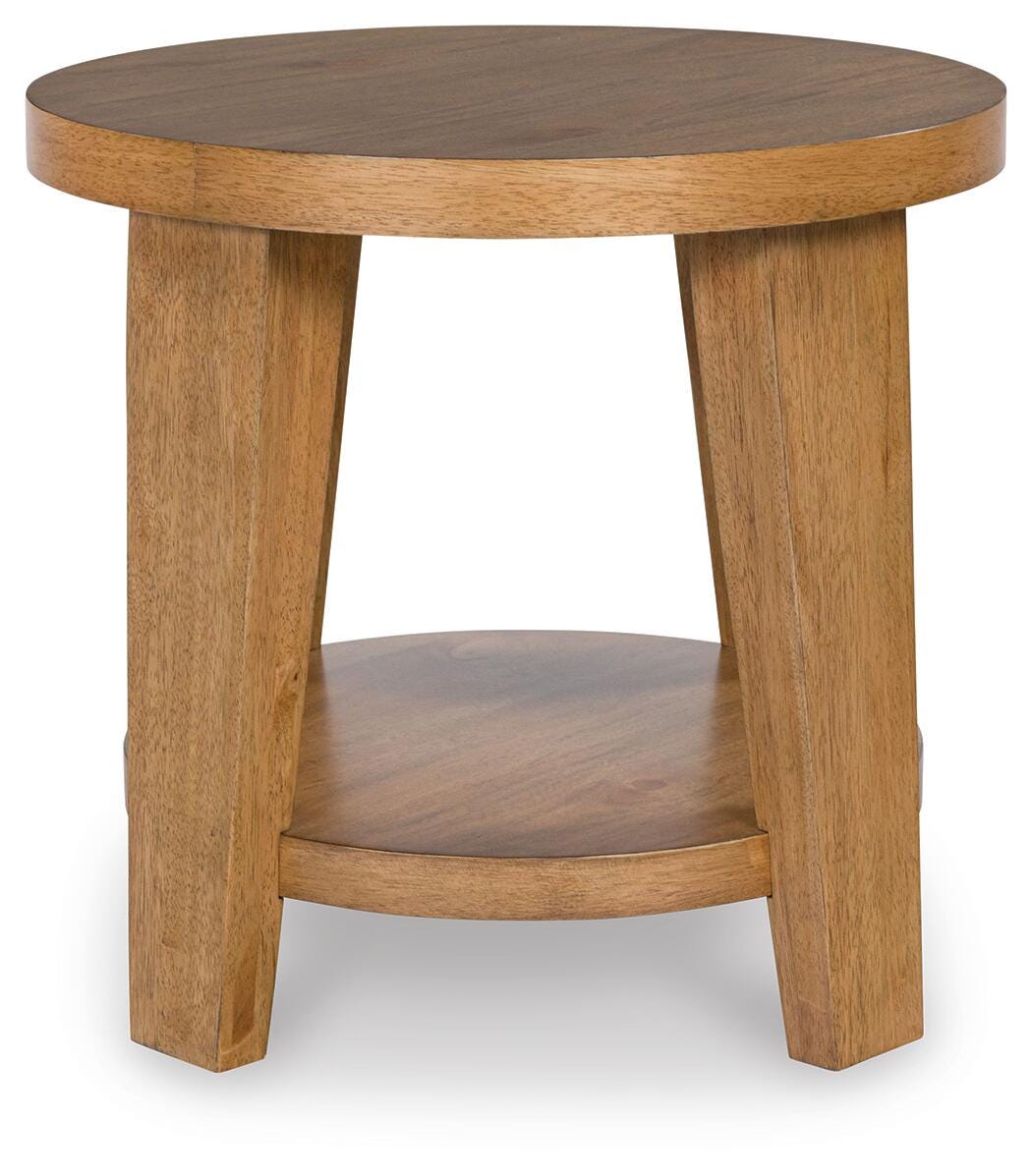 Kristiland End Table in Light Brown, front view