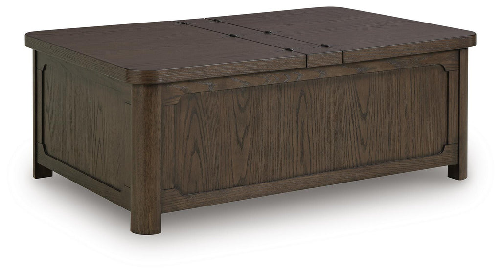 Breckington Coffee Table With Storage in Dark Brown, closed view