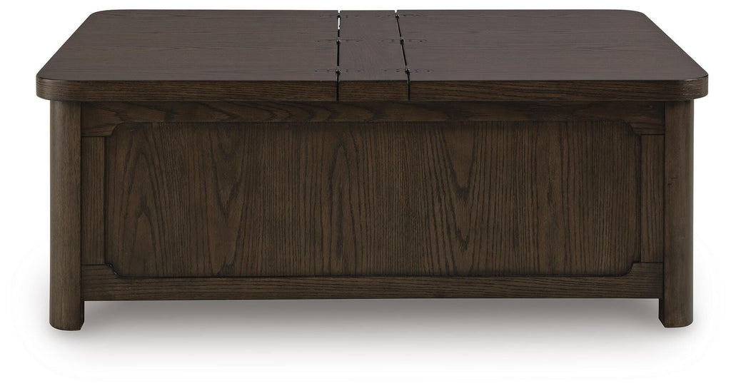 Breckington Coffee Table With Storage in Dark Brown, front view