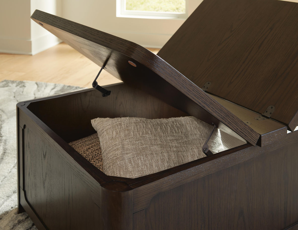 Breckington Coffee Table With Storage in Dark Brown, detail view