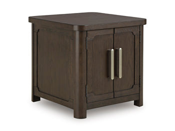 Breckington End Table in Dark Brown, closed view