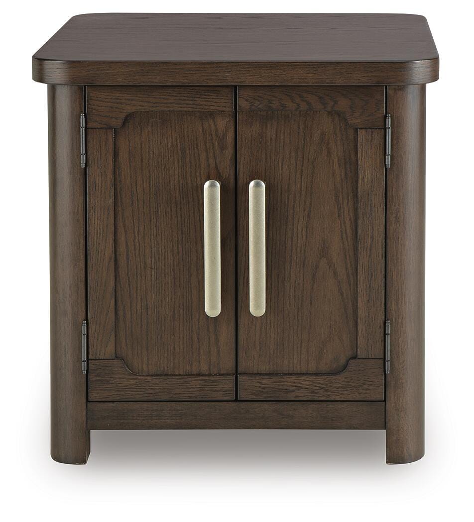 Breckington End Table in Dark Brown, front view