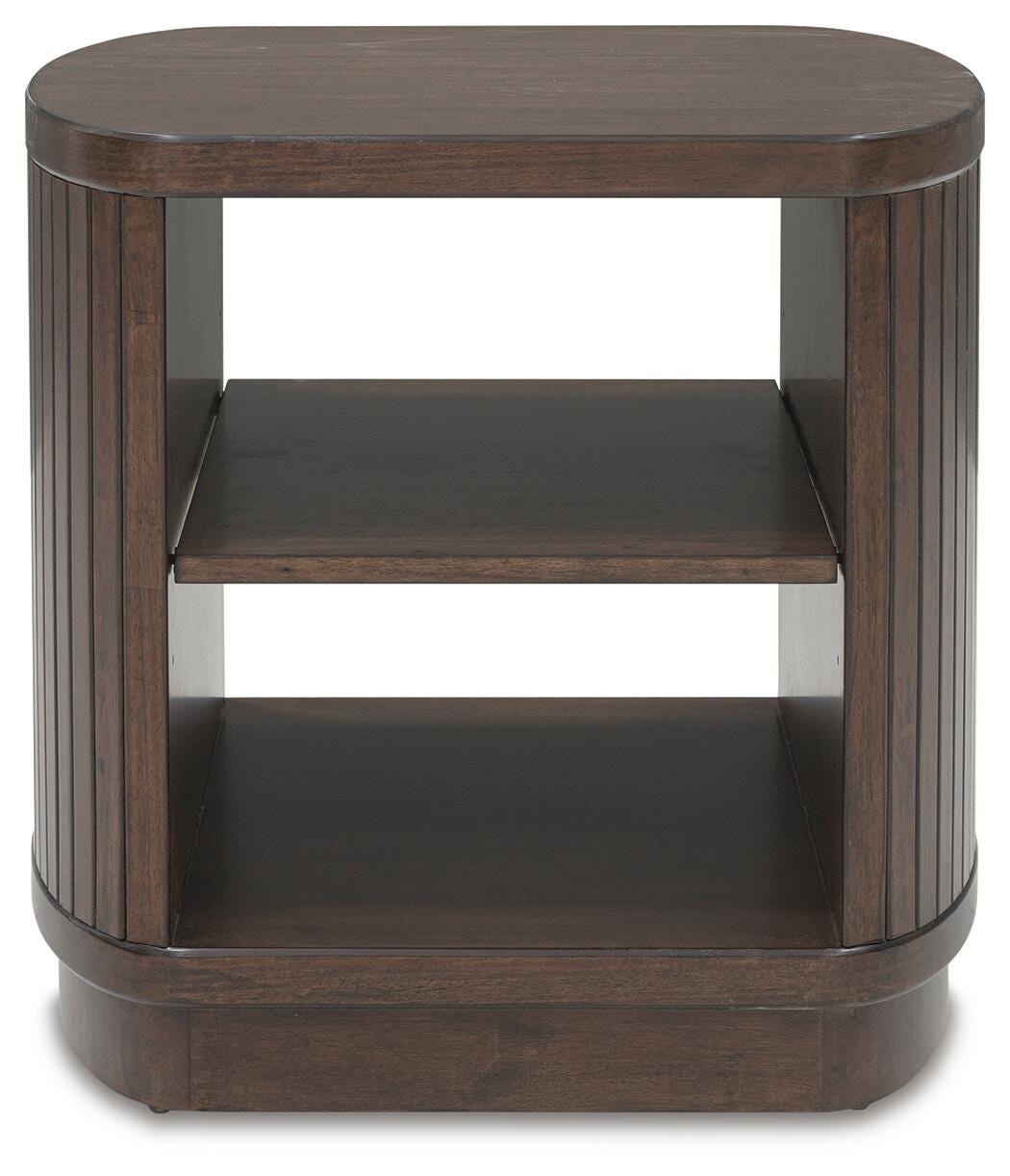 Korestone End Table in Dark Brown, front view