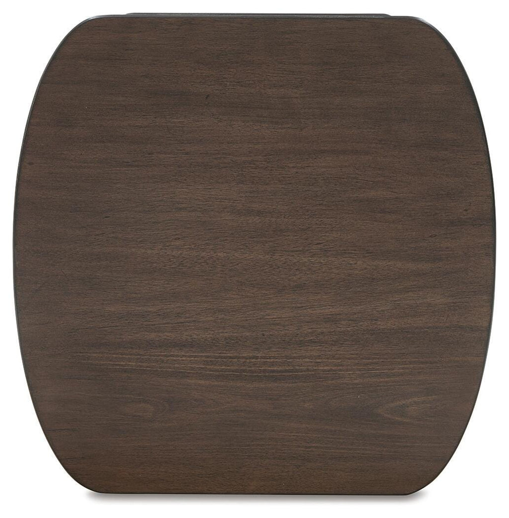 Korestone End Table in Dark Brown, top view