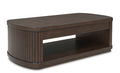 Korestone Lift-Top Coffee Table in Dark Brown, closed view