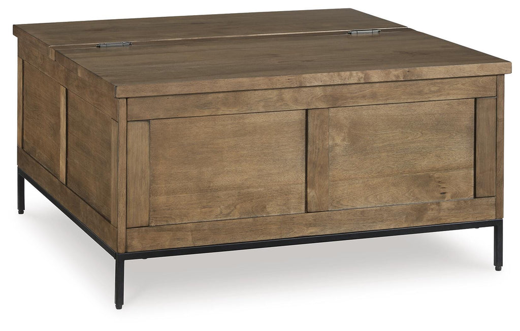Torlanta Lift-Top Coffee Table in Brown, closed view