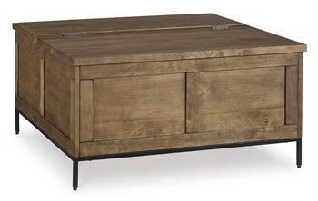 Torlanta Lift-Top Coffee Table in Brown, closed view