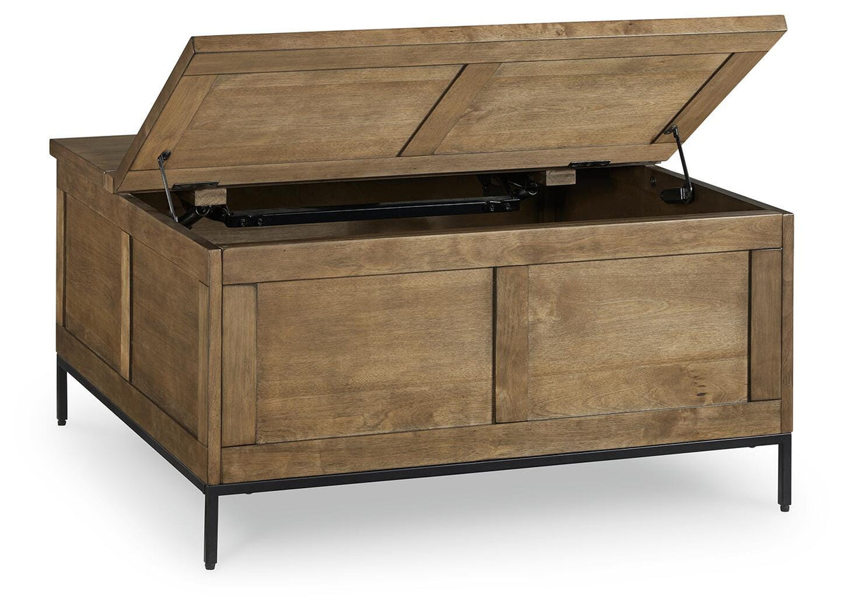 Torlanta Lift-Top Coffee Table in Brown, open view