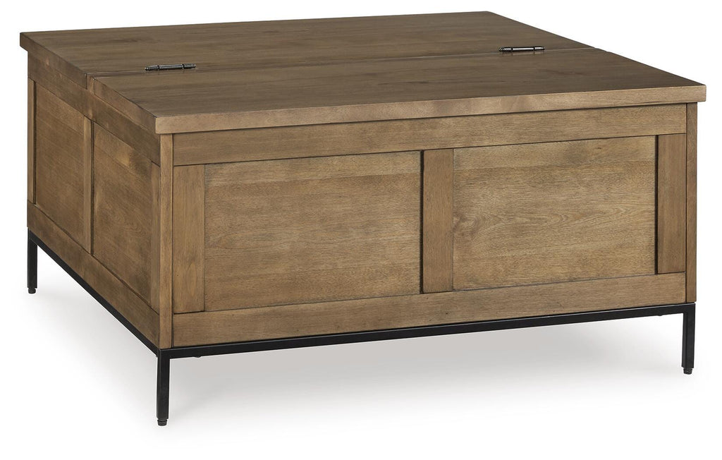 Torlanta Lift-Top Coffee Table in Brown, back view