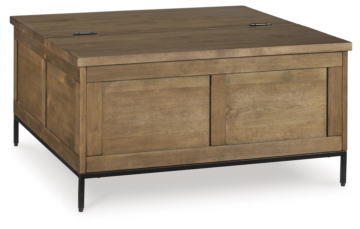 Torlanta Lift-Top Coffee Table in Brown, back view