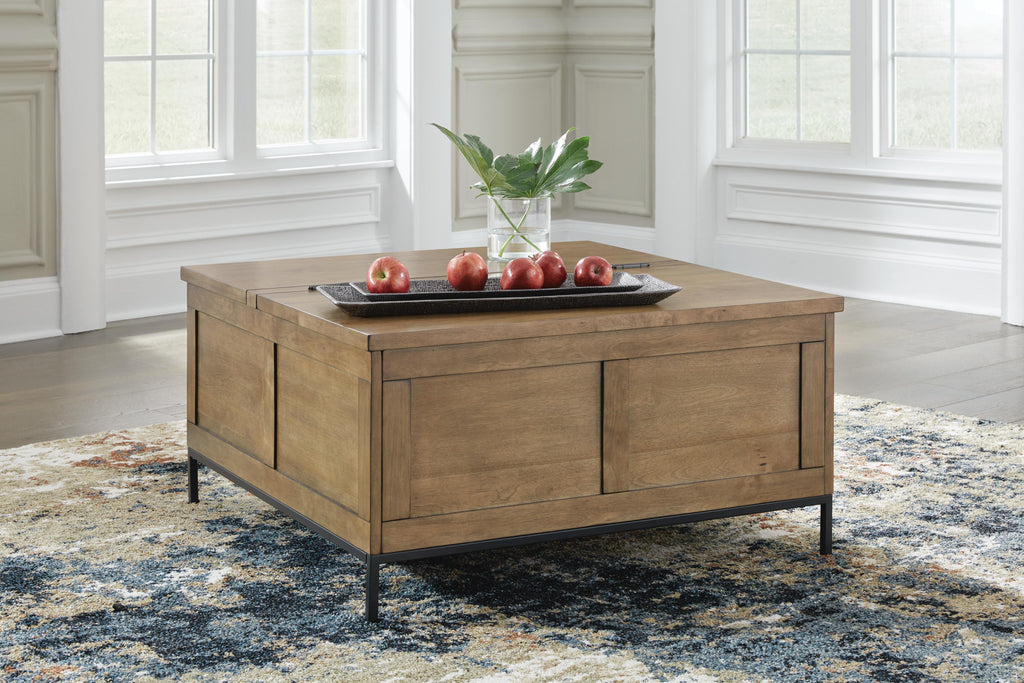 Torlanta Lift-Top Coffee Table in Brown, closed view