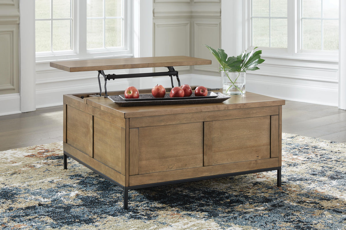 Torlanta Lift-Top Coffee Table in Brown, open view