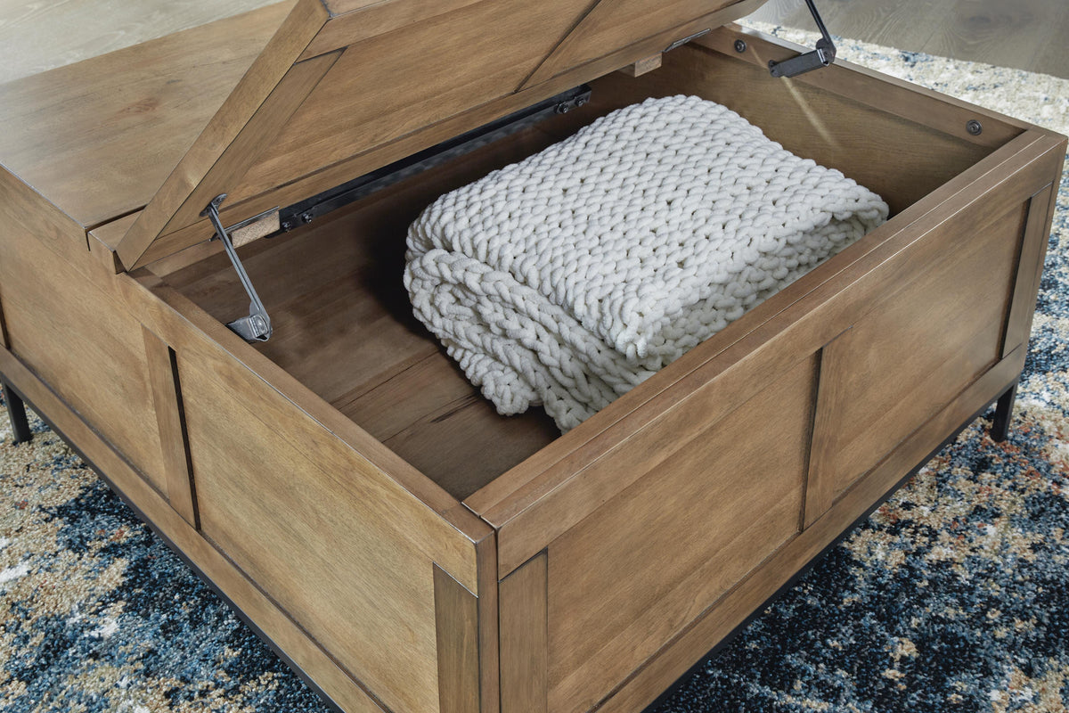 Torlanta Lift-Top Coffee Table in Brown, detail view