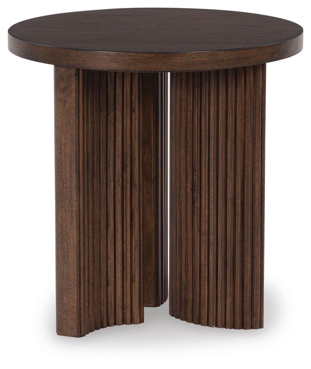Korestone End Table in Dark Brown, side view