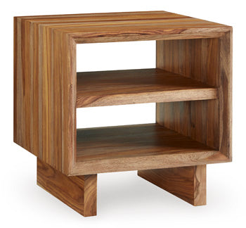 Dressonni End Table in Brown, angle view