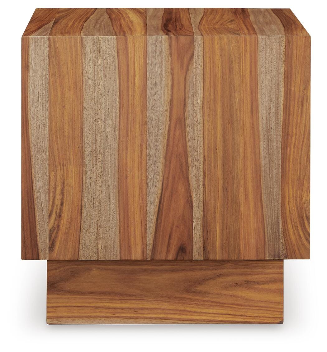 Dressonni End Table in Brown, side view