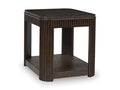 Carlibrie End Table in Warm Brown, angle view