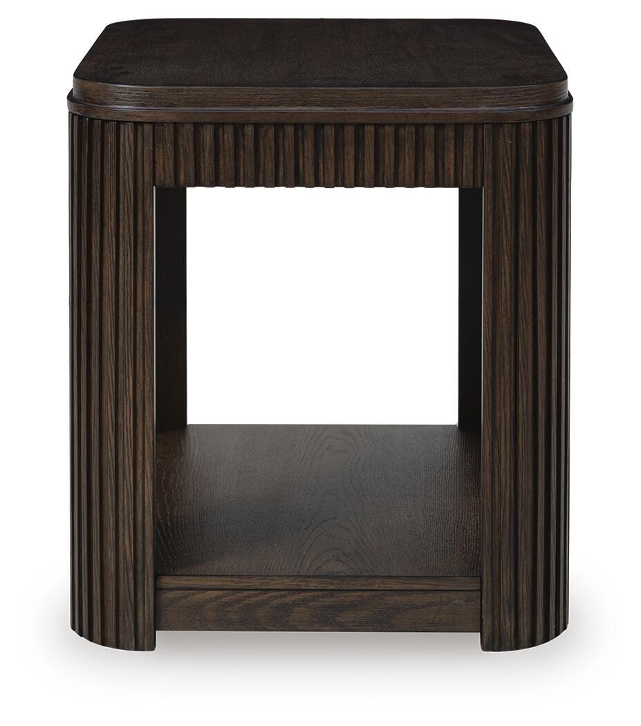 Carlibrie End Table in Warm Brown, front view