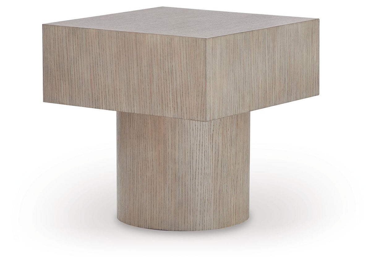 Jorielyn End Table in Light Grayish Brown, angle view